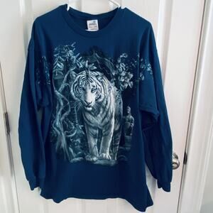 vtg Natural Wonders Shirt Mens XL White Tiger Jungle Graphic Made USA 90s